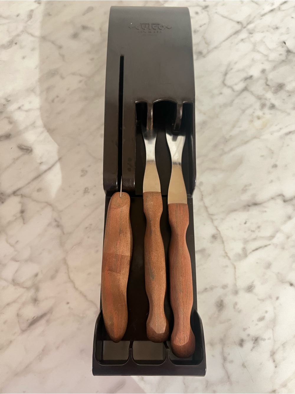 Vintage Cutco 3 Piece Carving Set Spatula Wall Hanging Wood Handles 26 27 28 USA